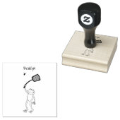 Funny green frog swatting fly cartoon rubberstempel (Gestempeld)