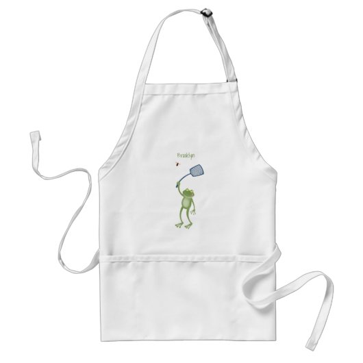 Funny green frog swatting fly cartoon standaard schort (Voorkant)