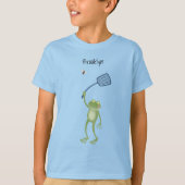 Funny green frog swatting fly cartoon t-shirt (Voorkant)