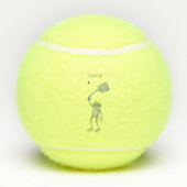 Funny green frog swatting fly cartoon tennisballen (Achterkant)