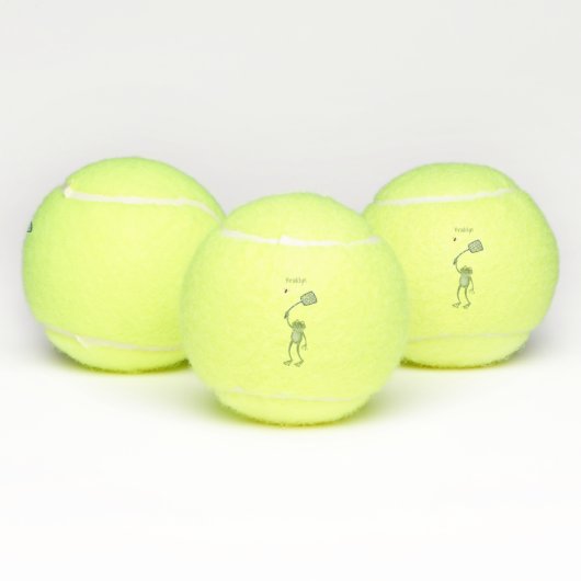 Funny green frog swatting fly cartoon tennisballen (Multi)