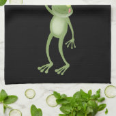 Funny green frog swatting fly cartoon theedoek (Gevouwen)