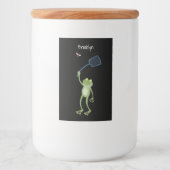 Funny green frog swatting fly cartoon voedselcontainer etiket (Voorkant)
