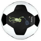Funny green frog swatting fly cartoon voetbal (Gedraaid)