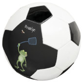Funny green frog swatting fly cartoon voetbal (Drie kwart)