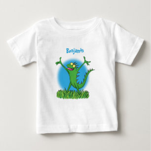 Funny green glimlach animated iguana lizard