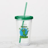Funny green glimlach animated iguana lizard acryl drinkbeker (Achterkant)