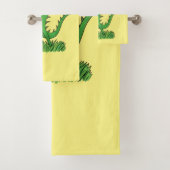 Funny green glimlach animated iguana lizard bad handdoek (Insitu)