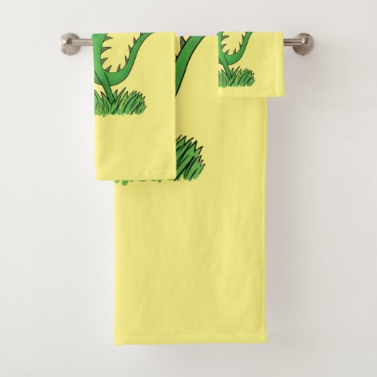 Funny green glimlach animated iguana lizard bad handdoek (Insitu)