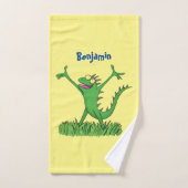 Funny green glimlach animated iguana lizard bad handdoek (Handdoek)