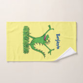 Funny green glimlach animated iguana lizard bad handdoek (Handdoek)