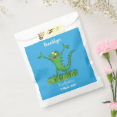 Funny green glimlach animated iguana lizard bedankzakje (Gezegeld)