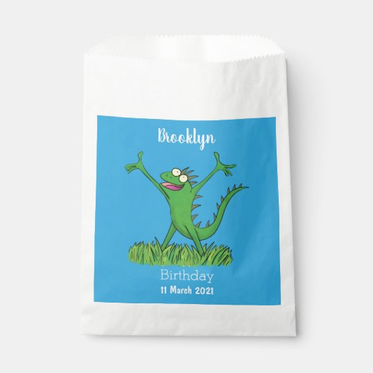 Funny green glimlach animated iguana lizard bedankzakje (Voorkant)