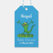 Funny green glimlach animated iguana lizard cadeaulabel (Achterkant)