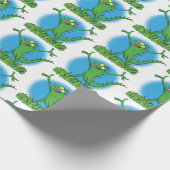 Funny green glimlach animated iguana lizard cadeaupapier (Hoek)