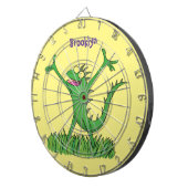 Funny green glimlach animated iguana lizard dartbord (Voorkant Rechts)