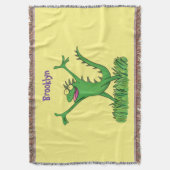 Funny green glimlach animated iguana lizard deken (Voorkant Verticaal)