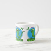 Funny green glimlach animated iguana lizard espresso kop (Voorkant rechts)