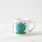 Funny green glimlach animated iguana lizard espresso kop (Rechts)