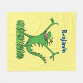 Funny green glimlach animated iguana lizard fleece deken (Voorkant (Horizontaal))
