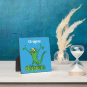 Funny green glimlach animated iguana lizard fotoplaat (Insitu)