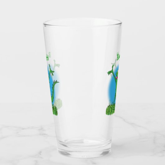 Funny green glimlach animated iguana lizard glas (Links)