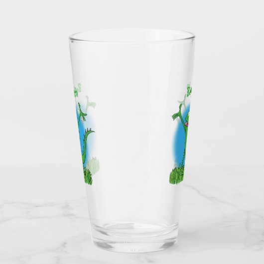 Funny green glimlach animated iguana lizard glas (Rechts)