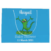 Funny green glimlach animated iguana lizard groot cadeauzakje (Achterkant)