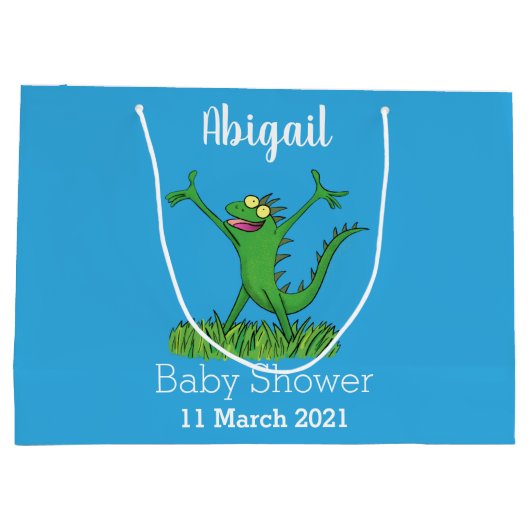 Funny green glimlach animated iguana lizard groot cadeauzakje (Achterkant)