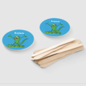 Funny green glimlach animated iguana lizard handwaaier (Niet-gemonteerd)