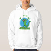 Funny green glimlach animated iguana lizard hoodie (Voorkant)
