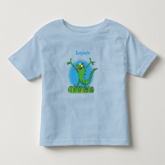 Funny green glimlach animated iguana lizard kinder shirts (Voorkant)