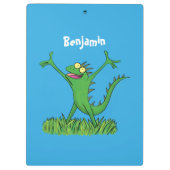 Funny green glimlach animated iguana lizard klembord (Achterkant)