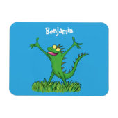 Funny green glimlach animated iguana lizard magneet (Horizontaal)