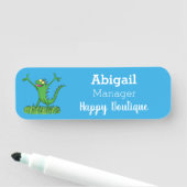 Funny green glimlach animated iguana lizard naamplaatje (In situ)