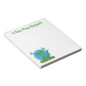 Funny green glimlach animated iguana lizard notitieblok (Schuin)
