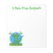 Funny green glimlach animated iguana lizard notitieblok (Voorkant)