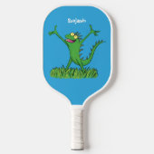 Funny green glimlach animated iguana lizard pickleball paddle (Voorkant)
