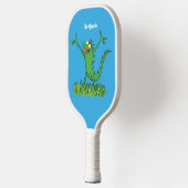 Funny green glimlach animated iguana lizard pickleball paddle (Links)