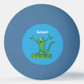 Funny green glimlach animated iguana lizard pingpongbal (Voorkant)