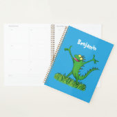 Funny green glimlach animated iguana lizard planner (Display)