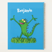 Funny green glimlach animated iguana lizard planner (Achterkant)