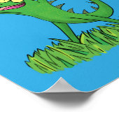 Funny green glimlach animated iguana lizard poster (Hoek)