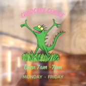 Funny green glimlach animated iguana lizard raamsticker (Vel 2)