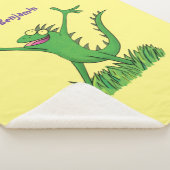 Funny green glimlach animated iguana lizard sherpa deken (3/4)