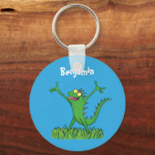 Funny green glimlach animated iguana lizard sleutelhanger (Voorkant)
