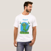 Funny green glimlach animated iguana lizard t-shirt (Voorkant volledig)