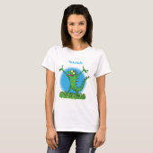 Funny green glimlach animated iguana lizard t-shirt (Voorkant volledig)