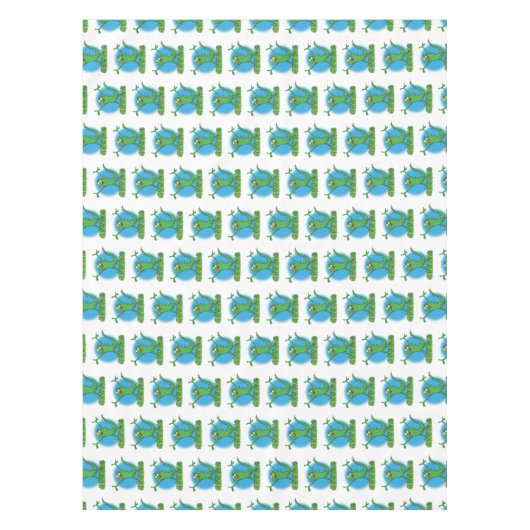 Funny green glimlach animated iguana lizard tafelkleed (Voorkant)