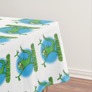 Funny green glimlach animated iguana lizard tafelkleed